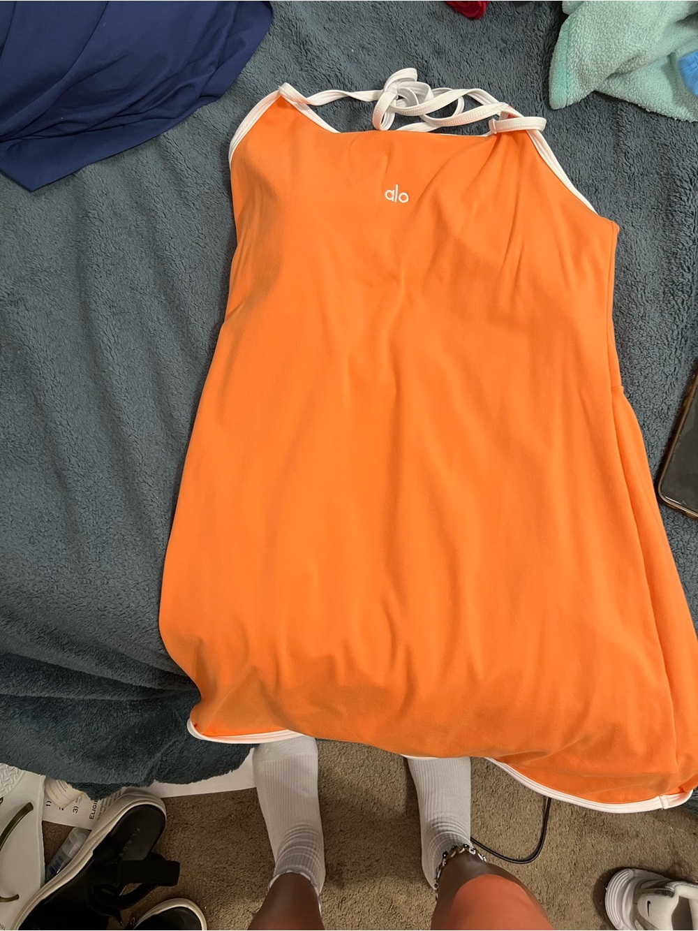 ALO Yoga Orange Mini Dress with White Straps